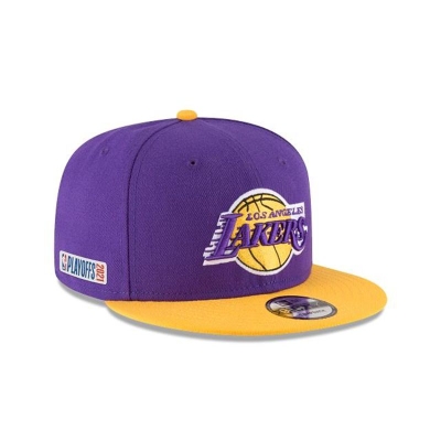 Yellow Los Angeles Lakers Hat - New Era NBA Playoff Side Patch 9FIFTY Snapback Caps USA8253761